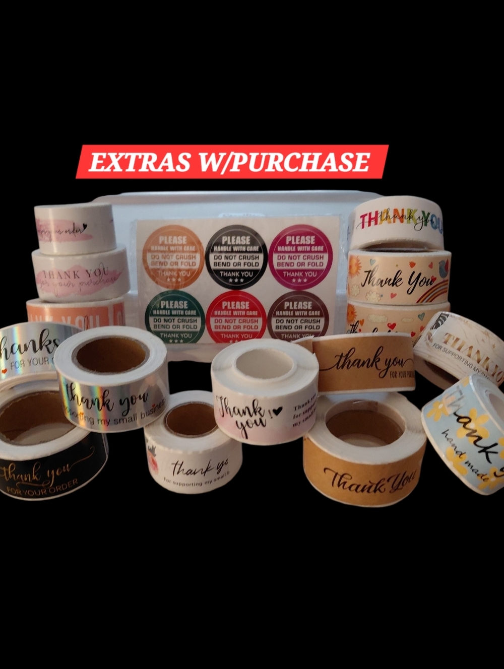 Choose One: 120ct. Or 500ct.  Thank You Stickers - Bonus: Random 3 Polymailers